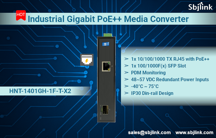 Industrial PoE++ Media Converter