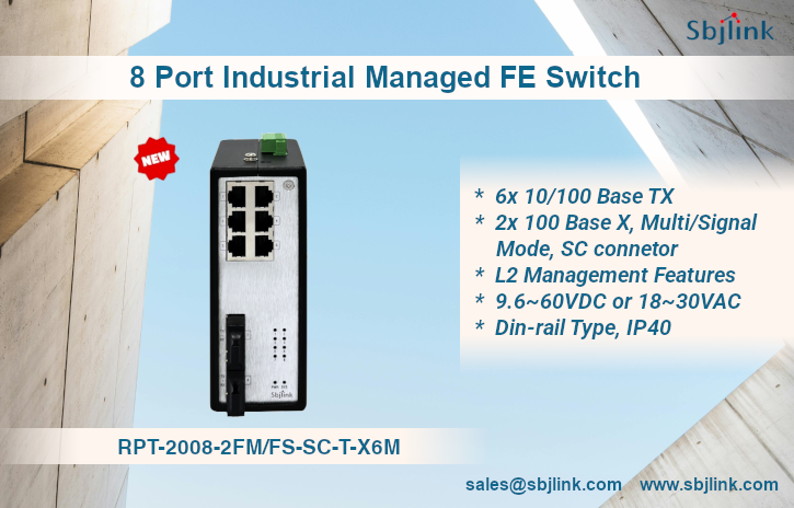 8 Port Industrial Managed Fast Ethernet Switch