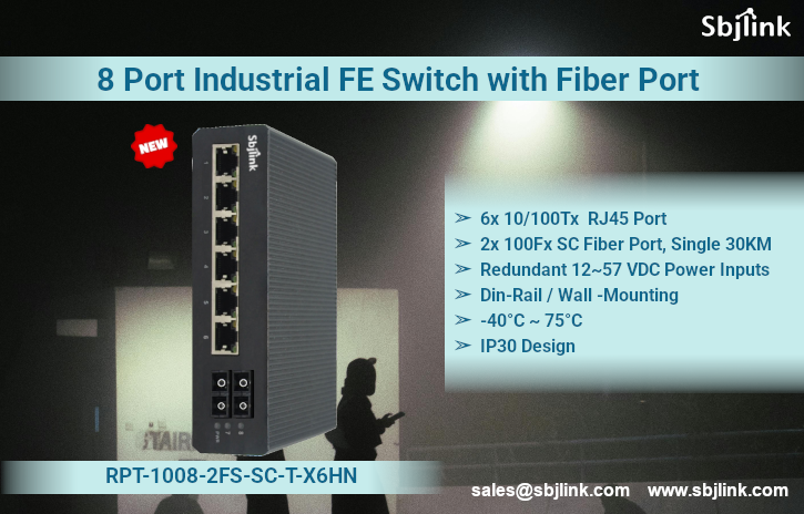 8 Port Industrial Unmanaged Fast Ethernet Switch